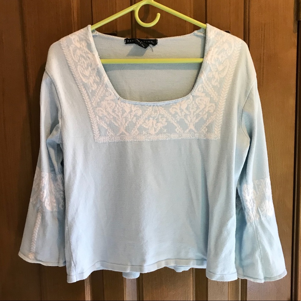 Light Blue Bette Sung Flare Sleeve Sweater